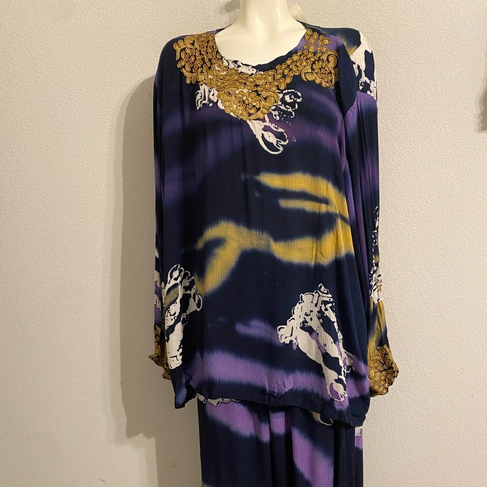 Women’s Vintage Ikad  Pant  And Shirt Set  Loose Fit Beaded Size Sofa